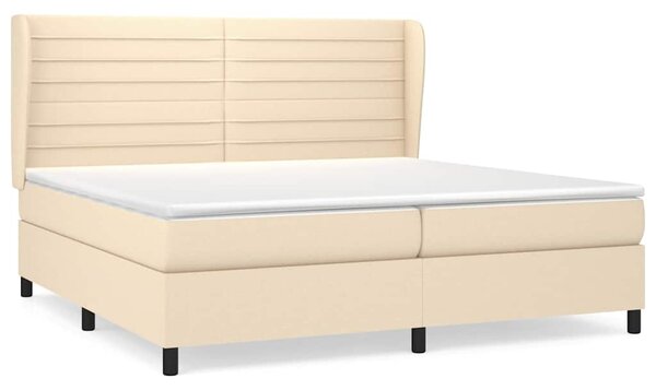 Box spring postel s matrací krémová 200x200 cm textil 3128074