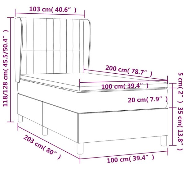 Box spring postel s matrací krémová 100 x 200 cm textil 3128666