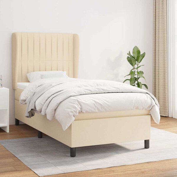 Box spring postel s matrací krémová 100 x 200 cm textil 3128106