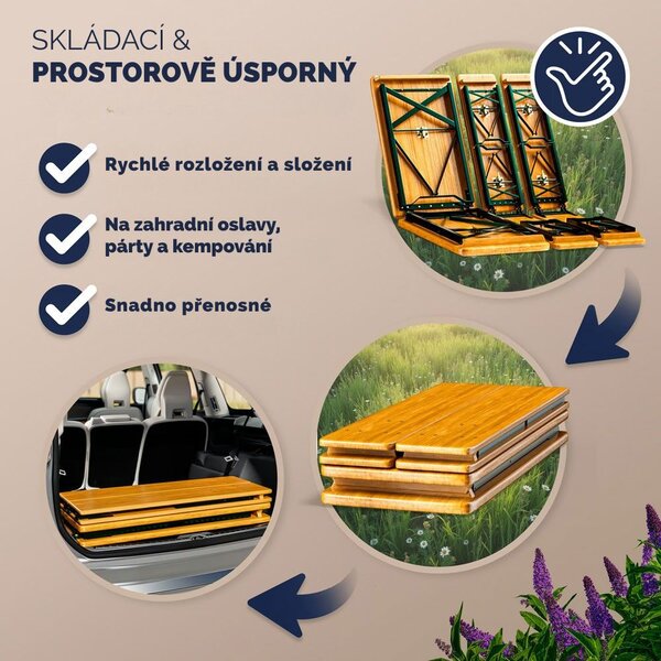 Pivní set MAXI sklápěcí, 220cm, přírodní hnědá Jurhan