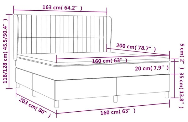 Box spring postel s matrací světle šedá 160 x 200 cm textil 3128693