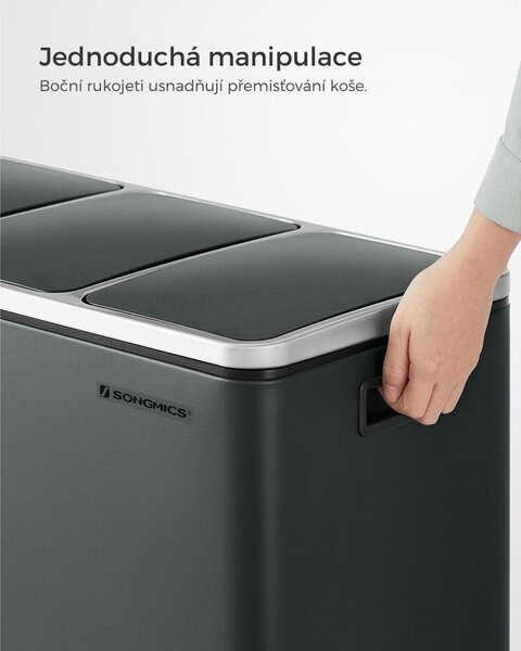 Koš na třídění odpadu SORT 54 l (3×18 l), antracitová/stříbrná SongmicsHome