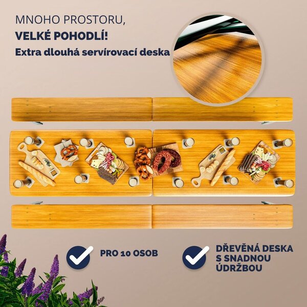 Pivní set MAXI sklápěcí, 220cm, přírodní hnědá Jurhan