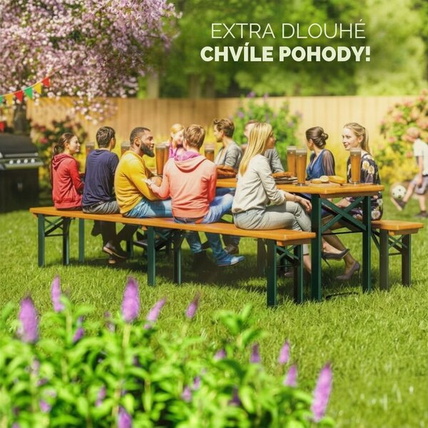 Pivní set MAXI sklápěcí, 220cm, přírodní hnědá Jurhan
