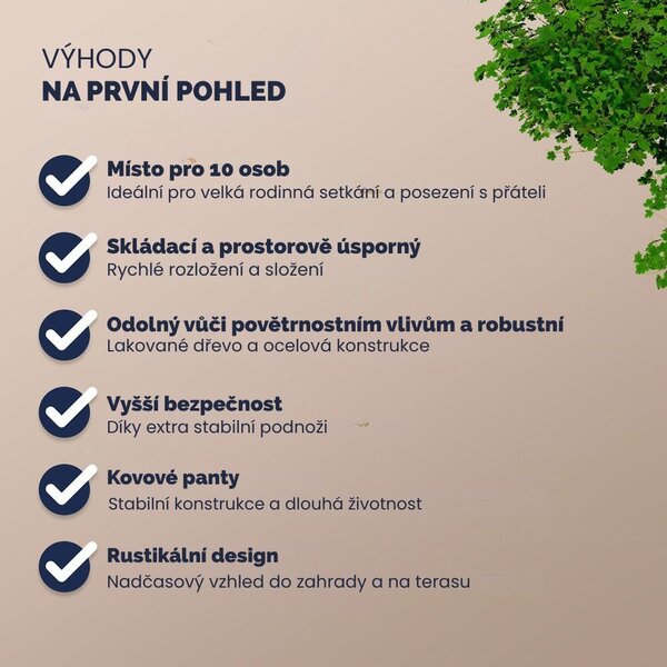 Pivní set MAXI sklápěcí, 220cm, přírodní hnědá Jurhan