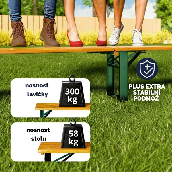 Pivní set MAXI sklápěcí, 220cm, přírodní hnědá Jurhan
