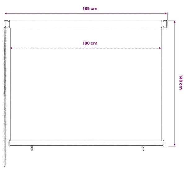 Venkovní roleta 185 (Š) x 140 (V) cm hnědá HDPE 312971