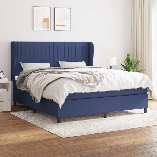 Box spring postel s matrací modrá 160x200 cm textil 3128139