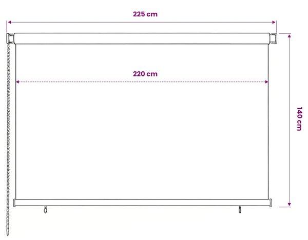 Venkovní roleta 225 (Š) x 140 (V) cm modrá HDPE 312843