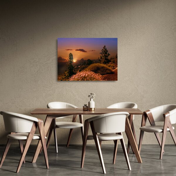 Skleněný obraz přírody se západem slunce (70x50 cm)