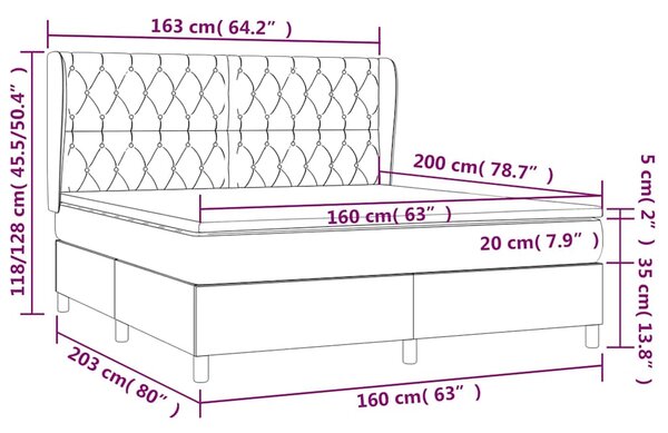 Box spring postel s matrací černá 160x200 cm textil 3128775