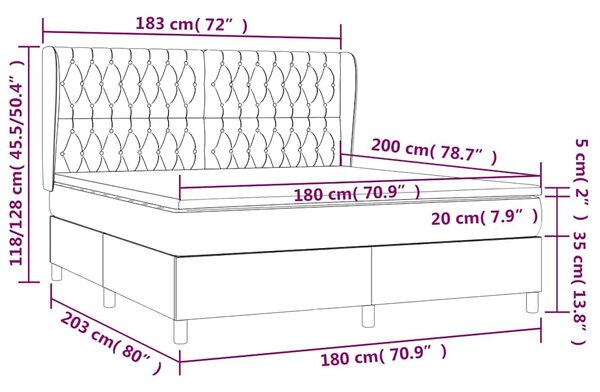 Box spring postel s matrací krémová 180x200 cm textil 3128786