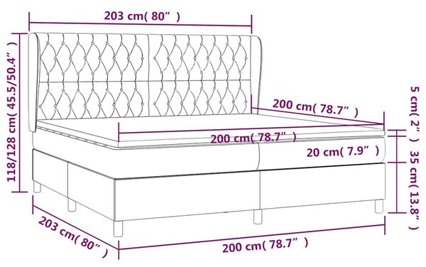 Box spring postel s matrací černá 200x200 cm textil 3128791