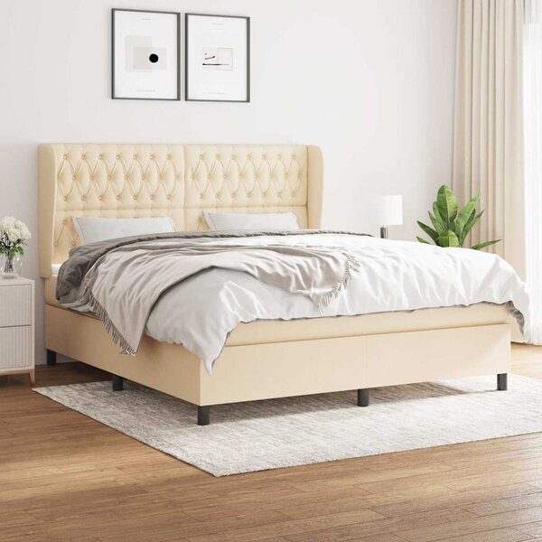 Box spring postel s matrací krémová 180x200 cm textil 3128226