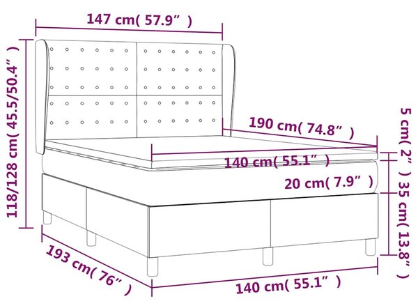 Box spring postel s matrací černá 140 x 190 cm textil 3128279