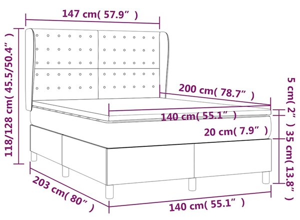 Box spring postel s matrací cappuccino 140x200 cm umělá kůže 3129038