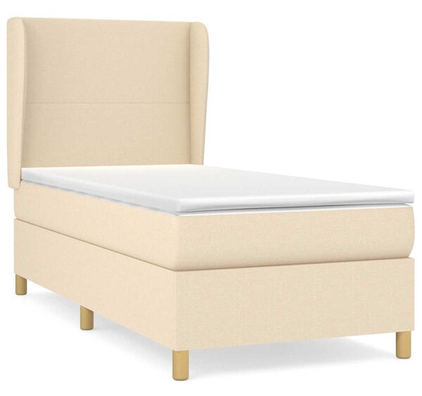 Box spring postel s matrací krémová 90x190 cm textil 3128330