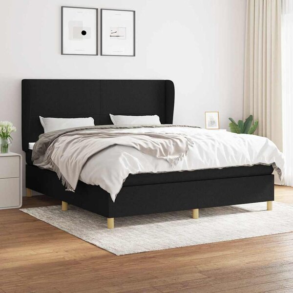 Box spring postel s matrací černá 160x200 cm textil 3128375