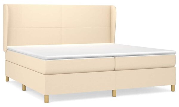 Box spring postel s matrací krémová 200x200 cm textil 3128394