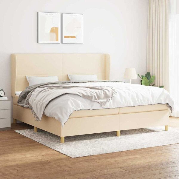 Box spring postel s matrací krémová 200x200 cm textil 3128394