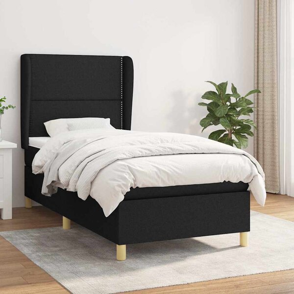 Box spring postel s matrací černá 90x190 cm textil 3128407