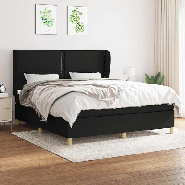 Box spring postel s matrací černá 180x200 cm textil 3128463