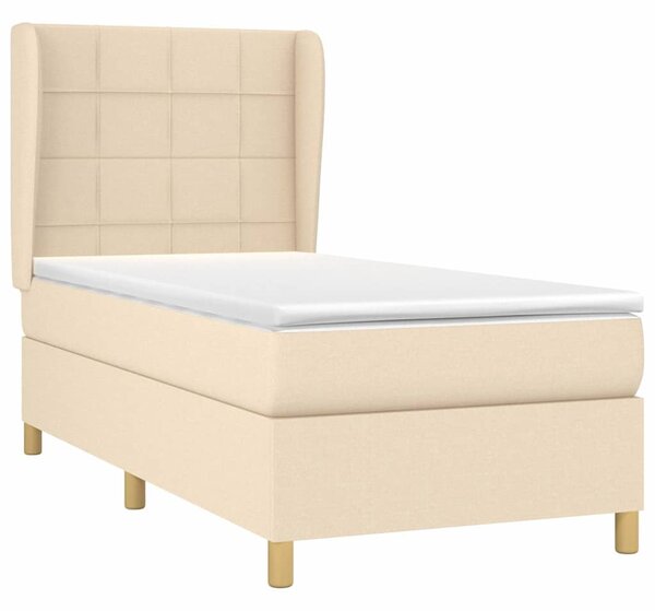 Box spring postel s matrací krémová 90x190 cm textil 3128490