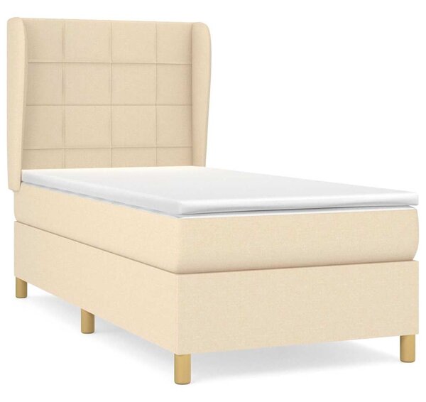 Box spring postel s matrací krémová 90x190 cm textil 3128490