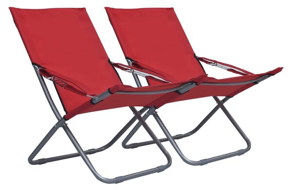 Skládací plážové židle 2 ks textil červené