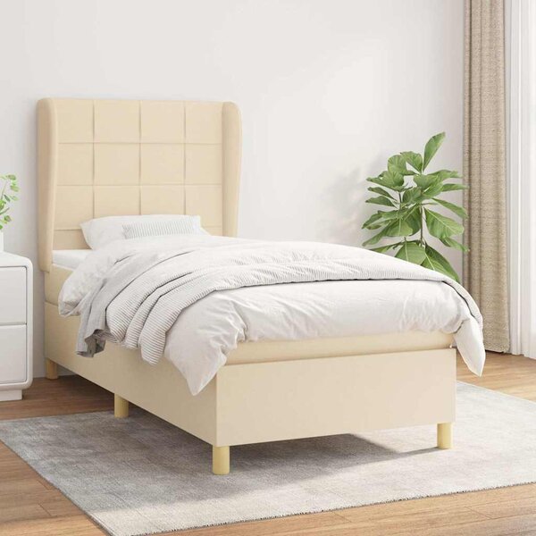 Box spring postel s matrací krémová 90x190 cm textil 3128490