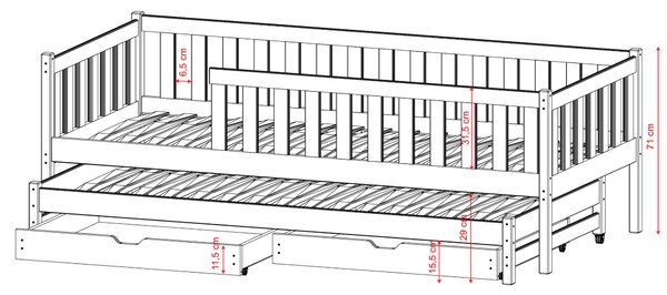 Lano Furniture Dětská rozkládací postel Cola bílá Rozměr (cm): 80x160