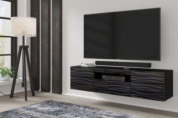 TV stolek/skříňka Aurora 150 (sahara černá) (s LED osvětlením)