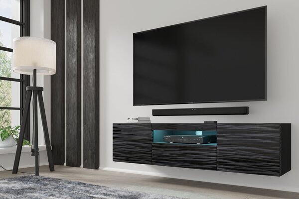TV stolek/skříňka Aurora 150 (sahara černá) (s LED osvětlením)