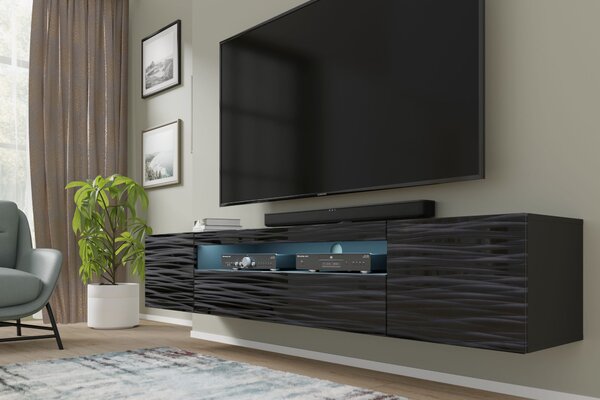 TV stolek/skříňka Aurinko 200 (sahara černá) (s LED osvětlením)