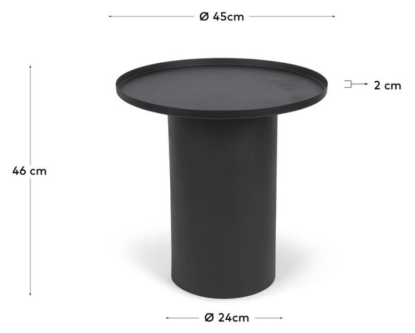 Černý kovový odkládací stolek Kave Home Fleksa Ø 45 cm