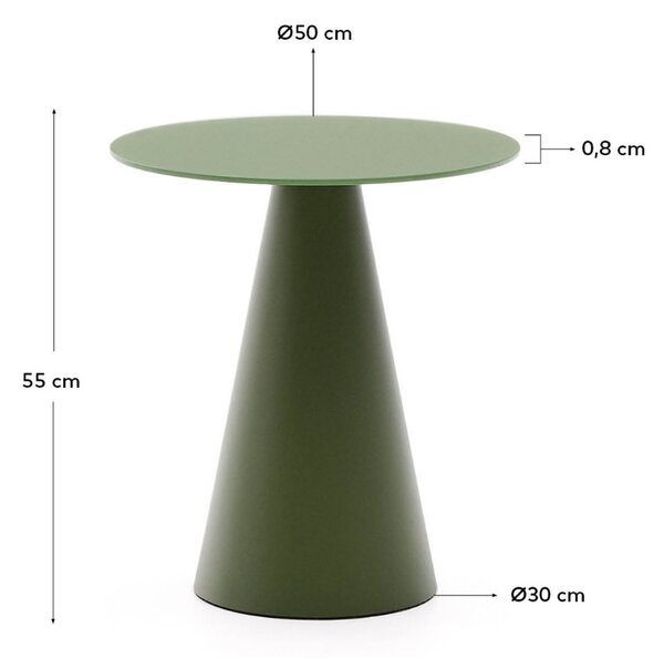 Matně zelený skleněný kulatý odkládací stolek Kave Home Wilshire 50 cm