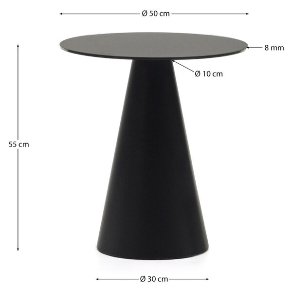 Matně černý skleněný kulatý odkládací stolek Kave Home Wilshire 50 cm