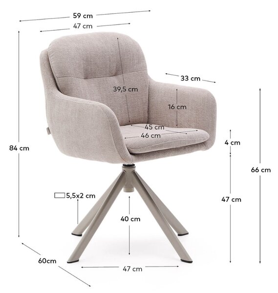 Béžová otočná židle Kave Home Lexa