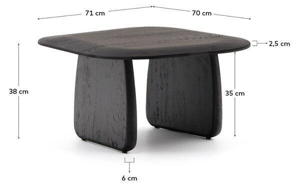 Kave Home Černý dubový odkládací stolek Pirita 71 x 70 cm
