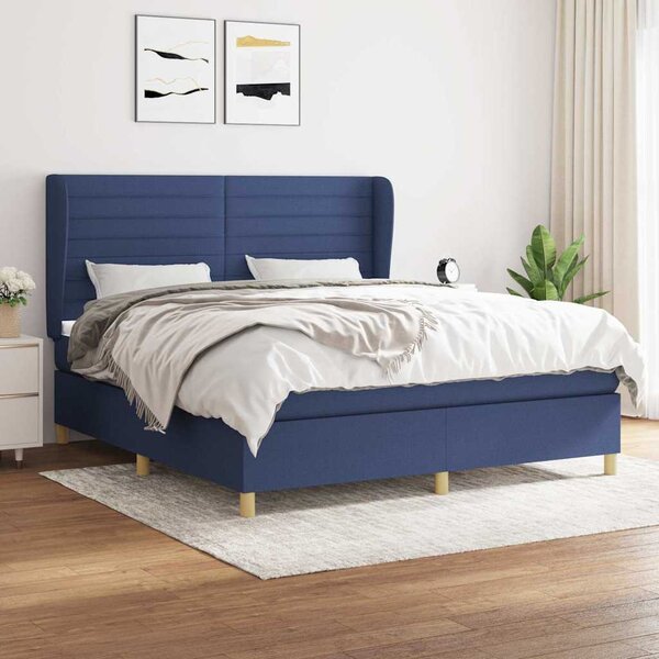 Box spring postel s matrací modrá 160x200 cm textil 3128619