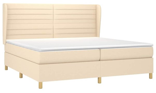 Box spring postel s matrací krémová 200x200 cm textil 3128634