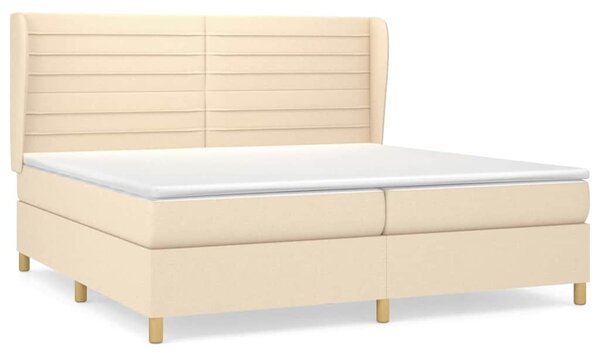 Box spring postel s matrací krémová 200x200 cm textil 3128634