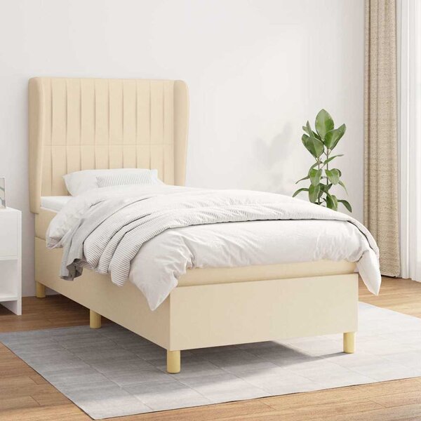 Box spring postel s matrací krémová 100 x 200 cm textil 3128666