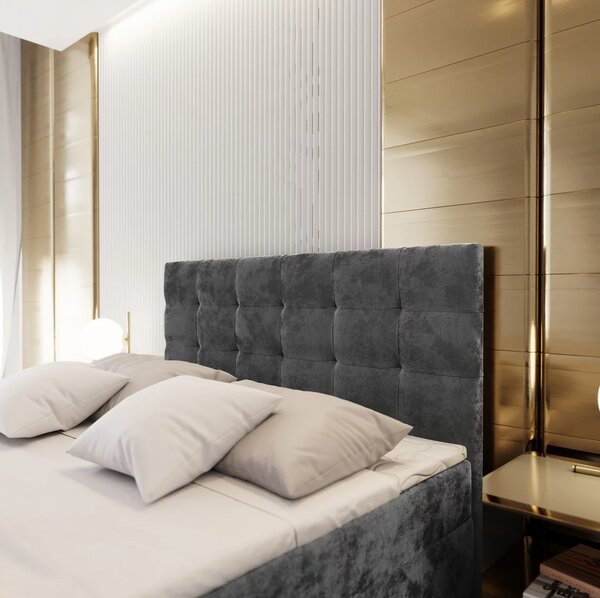 Čalouněná postel boxspring GLORIEN VELVET 140x200 cm modrá Matrace: Matrace Bonell pružinová