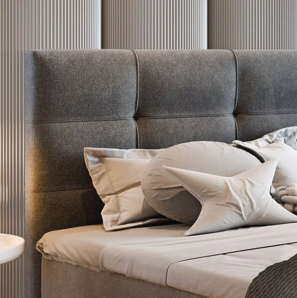 Čalouněná postel boxspring GLORIEN VELVET 100x200 cm šedá Matrace: Matrace Bonell pružinová