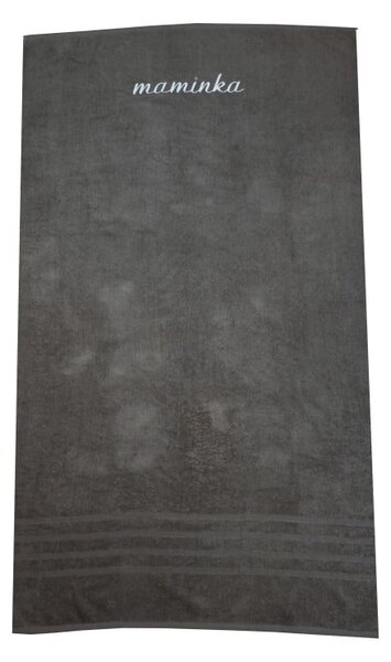 Ručník s bordurou s výšivkou antracitová 30x50 cm