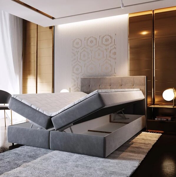 Čalouněná postel boxspring GLORIEN 140x200 cm purpurová Matrace: Matrace Bonell pružinová