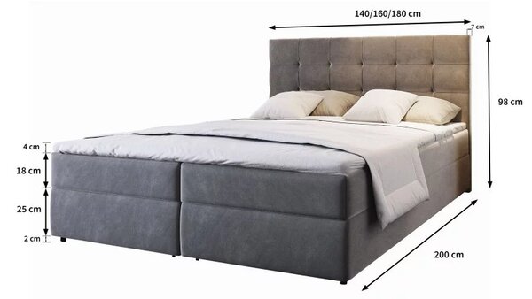 Čalouněná postel boxspring GLORIEN 140x200 cm purpurová Matrace: Matrace Bonell pružinová