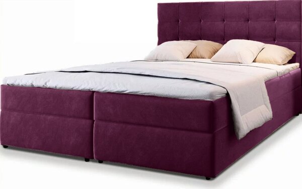 Čalouněná postel boxspring GLORIEN 140x200 cm purpurová Matrace: Matrace Bonell pružinová