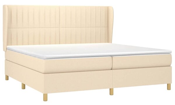 Box spring postel s matrací krémová 200x200 cm textil 3128714